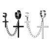 Yousheng 1Pc Punk Hip Hop Metal Chain Ear Cuff Creative Cross Tassel Men Earring Jewelry Accessories