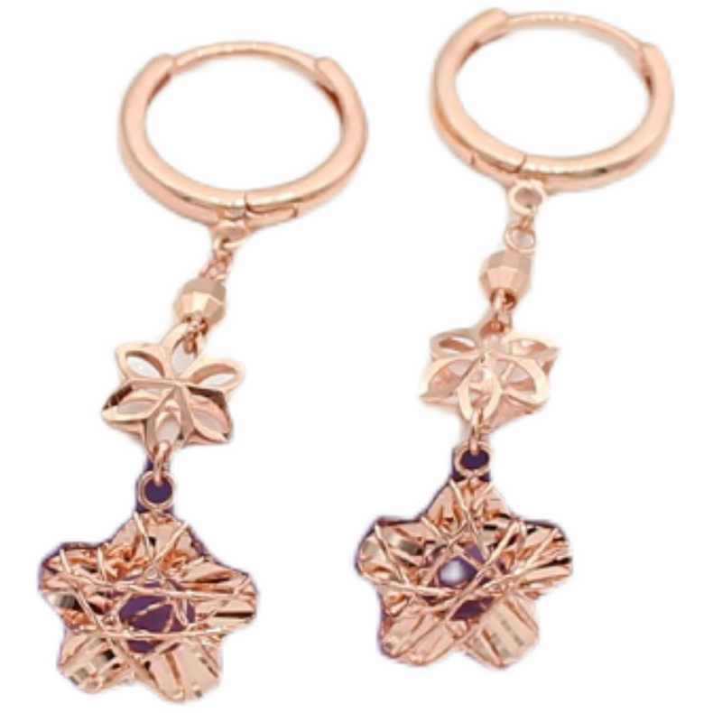 Purple Gold Hollow Brushed Shiny Flower Earrings, High-End Craftsmanship Fashion Color Gold Ear Buckles