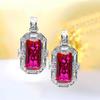 Luxury Red Corundum Pendant & High-Carbon Diamond Blue Spinel Earrings Set