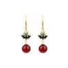 Chinese National Trend Chalcedony Lotus Stud Earrings for Qipao & Hanfu - Good Luck Ancient Style Accessories