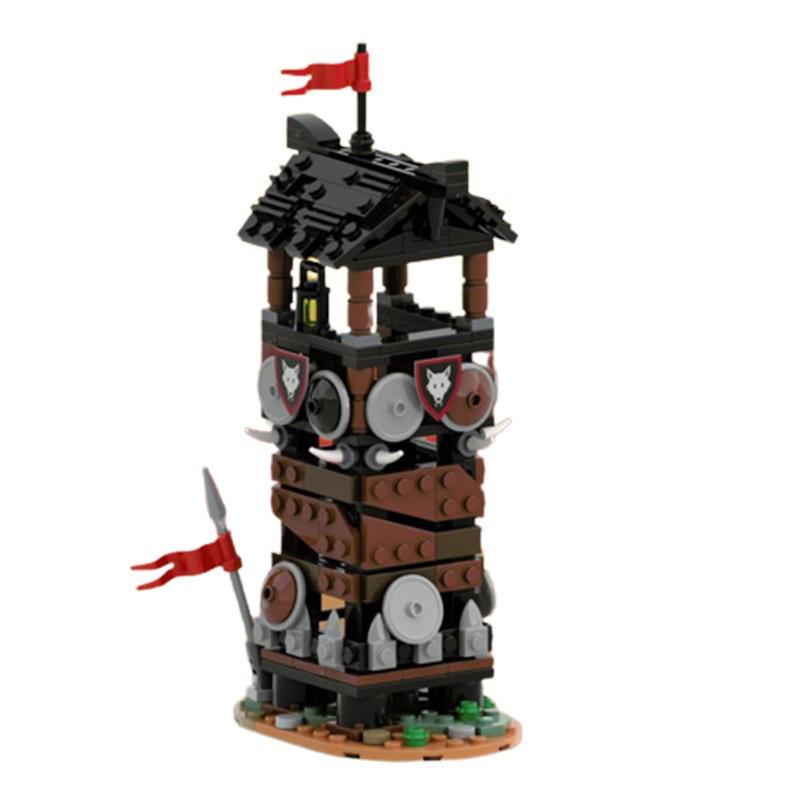 MOC-154058 Building Blocks Wolf Pack Watchtower Castle Small-Particle Brick Model Toy Gift