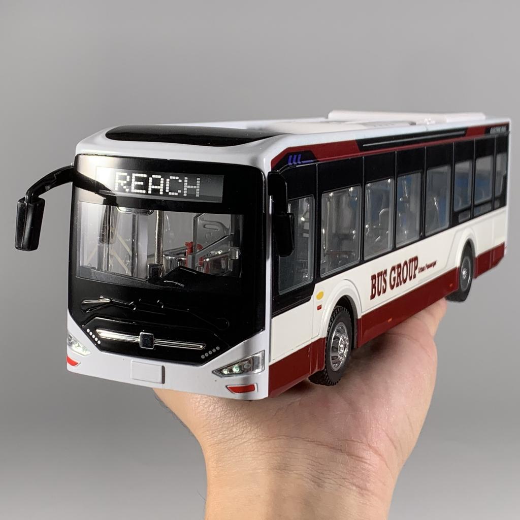1/42 New Energy Bus Alloy Metal Diecast Model Car Sound & Light Pull Back Ideal Boy’s Children Toy Birthday Gifts with Children