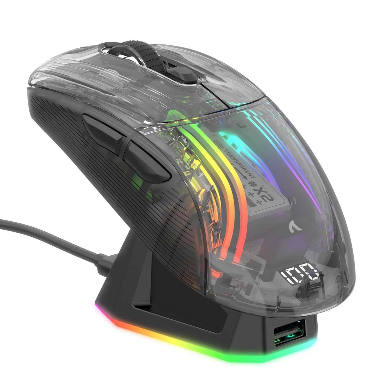 

MAMBASNAKE x ATTACK SHARK X2PRO Ігровий Прозорий Скелет PixArt Бездротовий RGB RGB Зарядна Станція 500 мАг Сумісний з і Android Роздрібний Чорний чорний