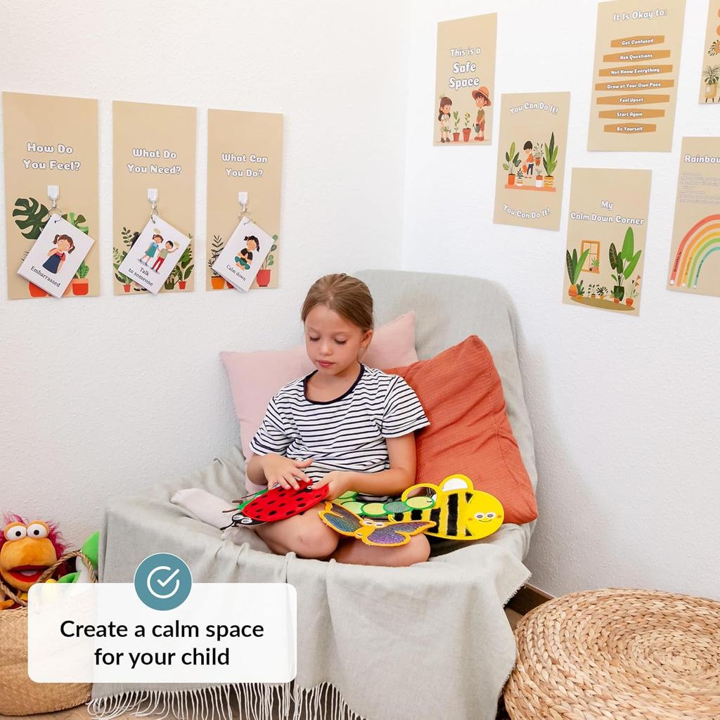 ODOXIA Calm Down Corner | Classroom and Special Education | Plants Themed Sensory Calming Corner Kit with Sensory Mats, Posters, Solutions Wall