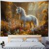 Unicorn Forest Art Tapestry Wall Hanging Starry Sky Horse Background Poster - Cartoon Home Decor Bed Sheet & Beach Mat