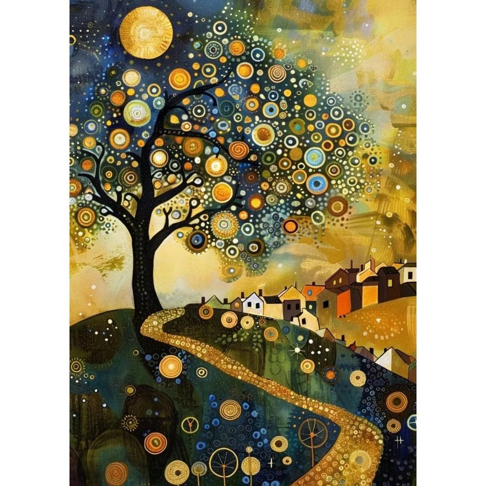 Floral Garden Village Night Tree Gustav Klimt Exhibition Poster Canvas Painting Print Wall for Living Room Home Decor Cuadros