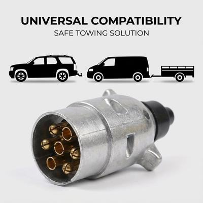 7 Pin Aluminium Alloy Plug Trailer Truck Towing Electrics 12V Connector EU Plug Professional Replacement for Truck