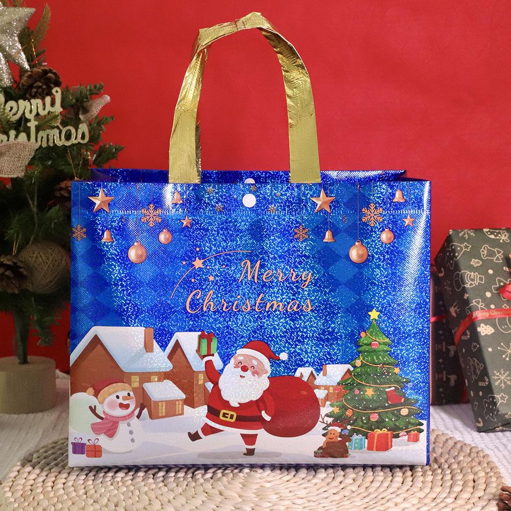 Christmas Gift Bag Non-woven Santa Snowman Xmas Tree Tote Bag Large Capacity Shopping Bag Xmas New Year Candy Gift Packaging Bag