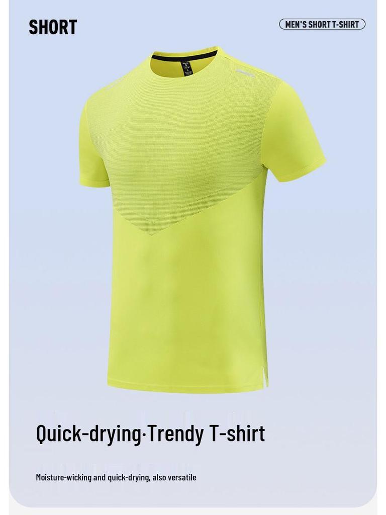 Men's Quick-Dry Sports Hiking Tee: Sweat-Wicking, Crew Neck, Short Sleeve, Digital Print Fitness Top