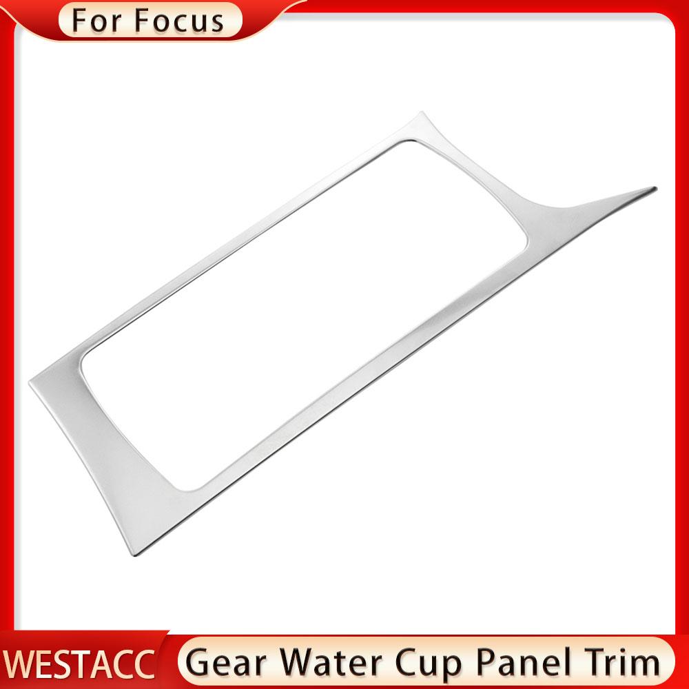 Stainless Steel Car Gearbox Water Cup Holder Panel Frame Sticker Cover for Ford Focus 3 Mk3 2015 2016 2017 2018 LHD