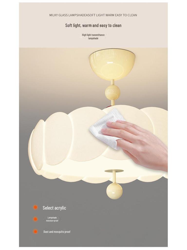 French Medieval Style Cream Ceiling Lamp for Master Bedroom & Children's Study - Full Spectrum Eye Protection