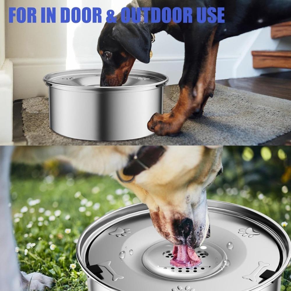Stainless Steel Dog Water Bowl Anti-Splash Anti-Spill Pet Water Feeder Portable Non-Slip Base Dog Water Dispenser Travel