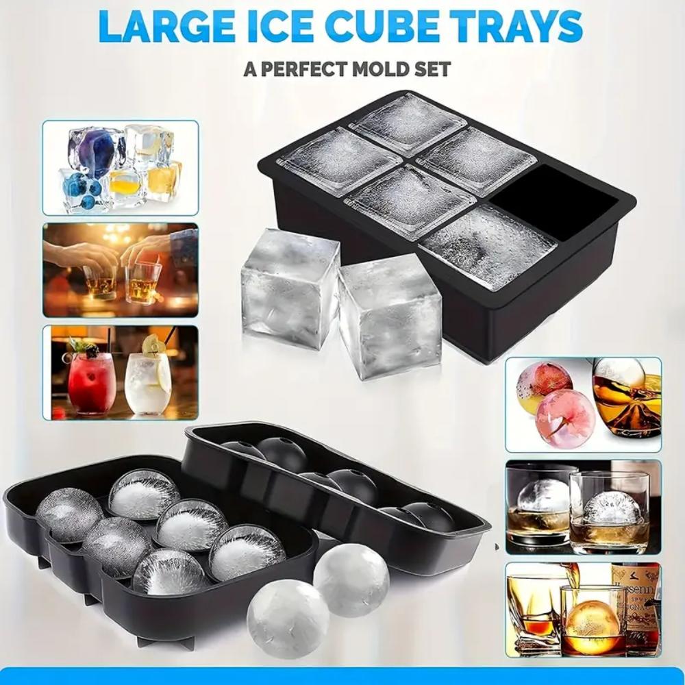 Silicone Ice Cube Trays, Large Ice Cube Trays, 6 Trays, Ice Cube Trays, BPA-free, Suitable for Refrigerating Beverages, Whisky a