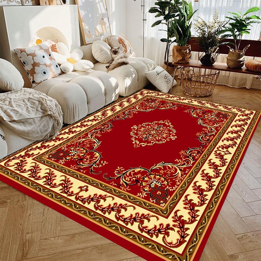 Geometric Ethnic Tribal Area Rug Bohemian Home Decor Carpet Geometric Lines Pattern Soft Non-Slip Floor Mat for Living Room