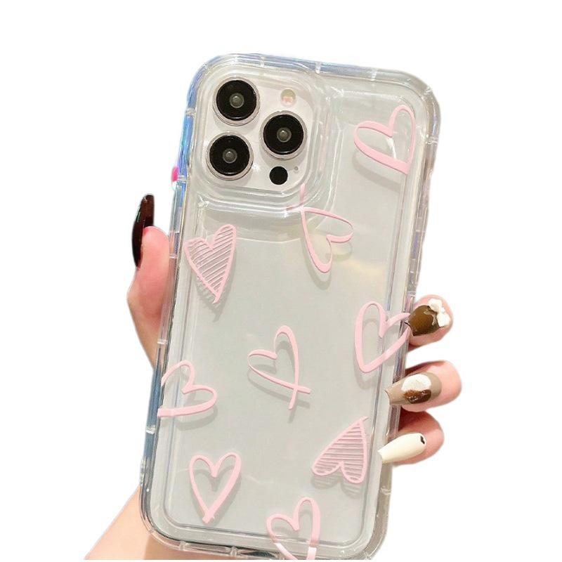 Light Pink Heart Airbag Case for iPhone 11/12/13/14/15/16 & iPhone X