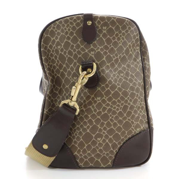 Nina Ricci Overall Handle Boston Bag Brown Key Charm with Pouch Women Used