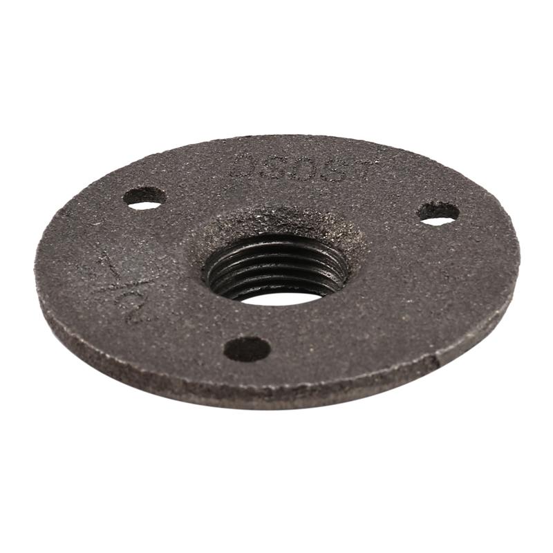 6 Stück 1/2 Zoll Schwarze Gusseisenrohrfittings Bodenflansch BSP-Gewinde-B61B