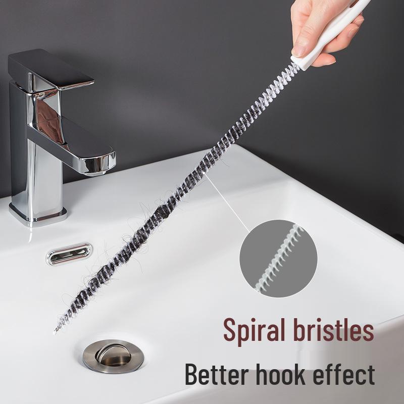 Flexible Drain & Hair Cleaning Brush with Plunger for Bathroom and Toilet.