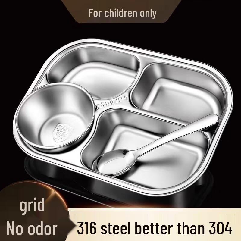 316 Stainless Steel Divided Kids  Meal Plate