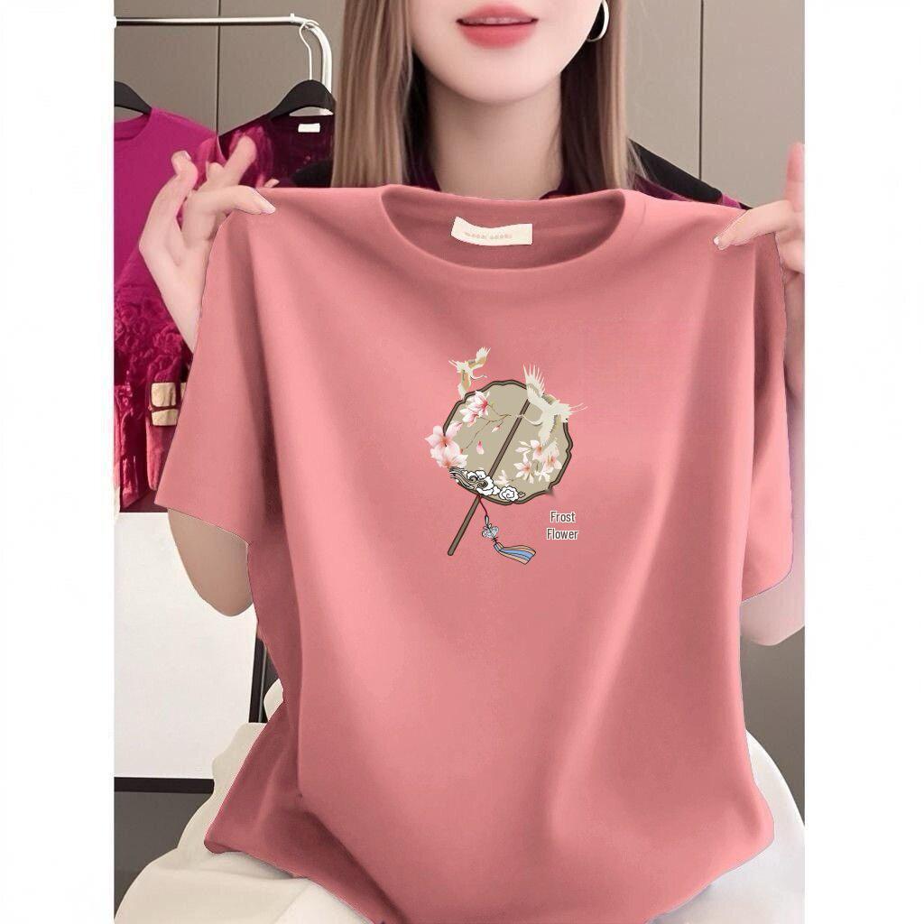Women's Summer Short-sleeve Printed T-shirt - Loose, Slimming, Casual Wear