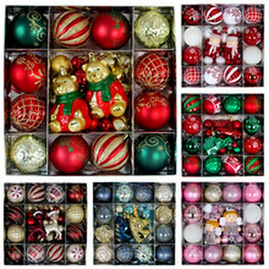 100-Piece Set of 3-6cm Shiny & Matte Pink Christmas Ornaments in PVC Box