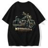 2025 Sommer und Herbst Retro Motorrad Print T-Shirt locker Outdoor Radfahren Kurzarm Herren und Damen Oberteil