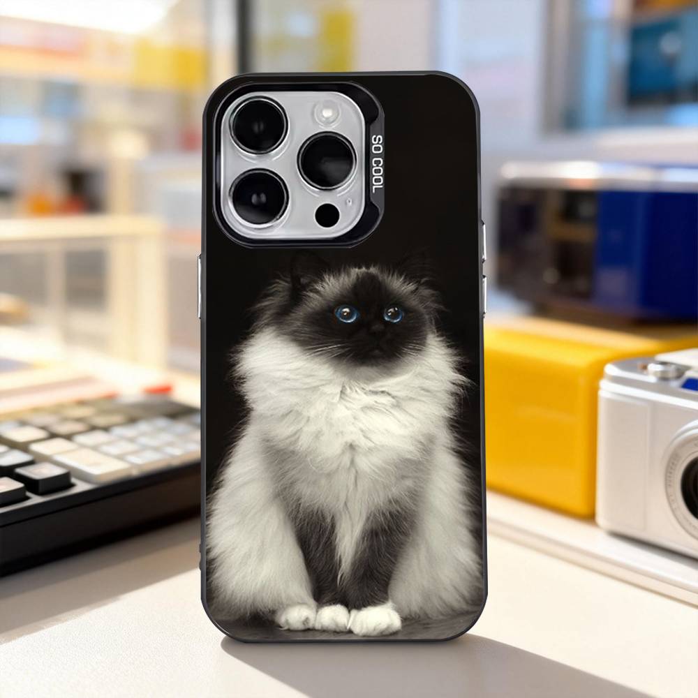 Funny Siamese Cats Cute For iPhone 11,12,13,14,15,16,17,Pro,Max,Plus,E,Air,Mini Phone Case IMD Matte Black