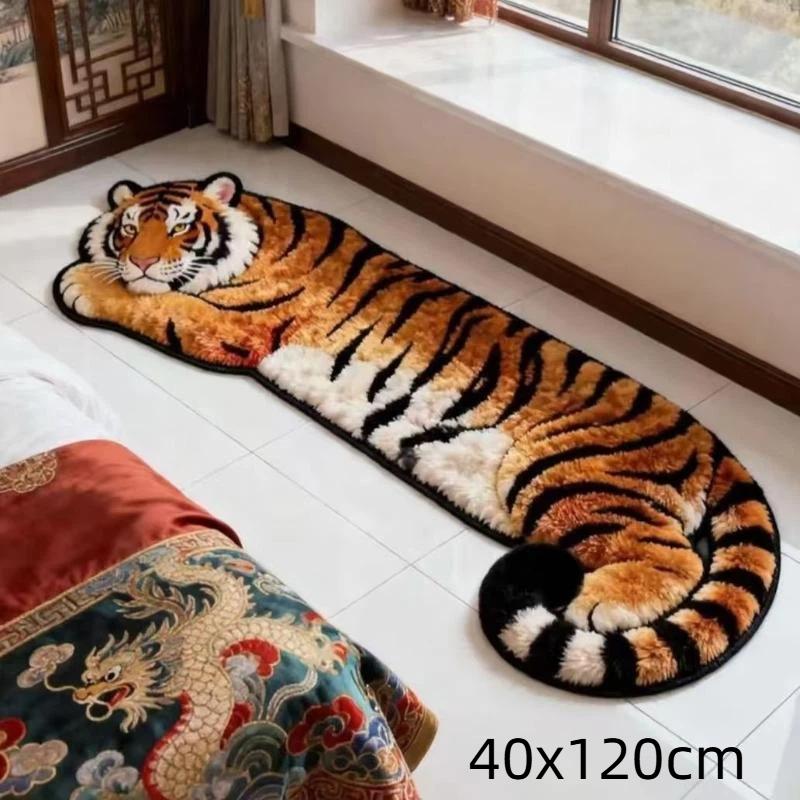 Soft Fluffy Tiger Shaped Area Rug Thick Plush Non Slip Backing Perfect For Bedroom Living Room Home Furnishings