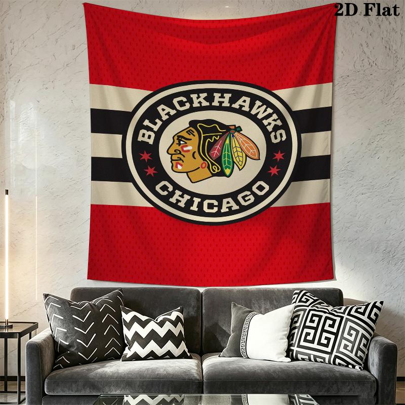 Chicago Blackhawks Wall Tapestry Aesthetic Wall Hanging Printed Fabric Blanket Decorative Tapestries for Bedroom Living Room Home Decor