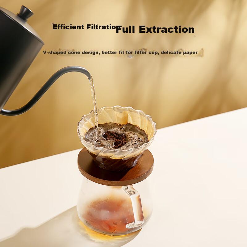 V60-02 Coffee Filter Paper, Pour-Over Fan-Shaped Funnel Original Color Filter Paper for 1-4 Servings Large Size [100 Pieces]