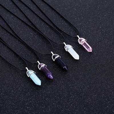 Γούρι Hexagonal Tiger Eye Turquoises Stone κρεμαστό κολιέ αλυσίδα για γυναίκες κοσμήματα πάρτι