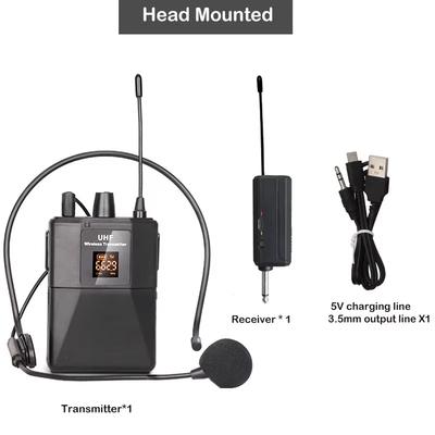 Micro-casque sans fil UHF avec émetteur-récepteur, affichage numérique LED, émetteur de poche pour l'enseignement, la performance en direct