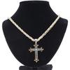 Pingente de Cruz de Aço Inoxidável Cruz de Três Camadas Vintage Novo Colar Cubano