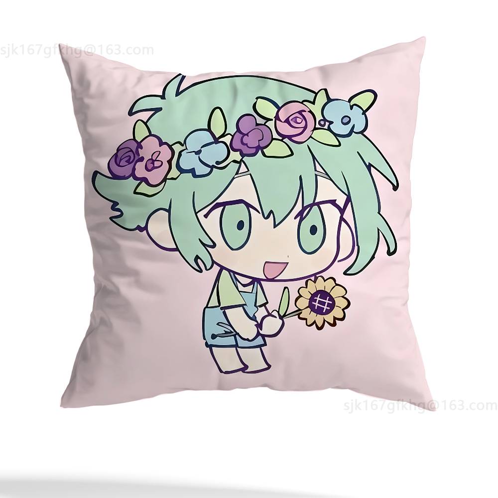 O-Omori Game Pillow Case Square Double-Sided Printing Short Plush Sofa Cushion Cover Bedroom Bedside Pillow