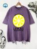 Oversized Washed TShirts Womens Cotton Lemon Brings Good Mood Prints T Shirt Summer Comfortable ONeck Tops YK Woman Clothes