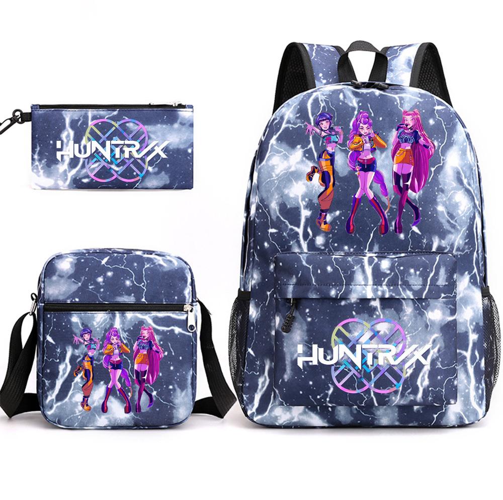 3Pcs/set Anime Printed Backpack with Shoulder Bag Pencil Case for Teenager Student Boy Girl School Bag Large Capacity Waterproof Bookbag Kid Gift