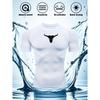 Mens Navy Blue Compression Short Sleeve T-Shirt White Bull Skull Graphic Quick Dry Breathable High Elasticity Gym Workout And MMA Athletic Top