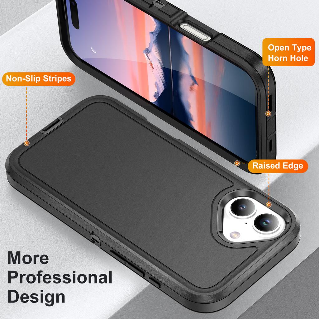 For iPhone 17 Case PC+Silicone+EVA 3 in 1 Shockproof Phone Cover