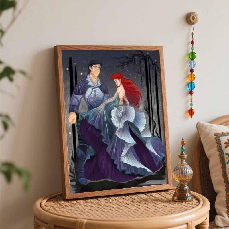 Disney Little Mermaid Ariel Prince Eric oil paint by numbers painting kit handmade diy home decor gifts wall art canvas painting 130