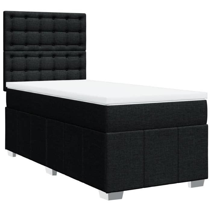 VidaXL Slatted Bed Base and Mattress Black 80x200 Cm Fabric 3293811