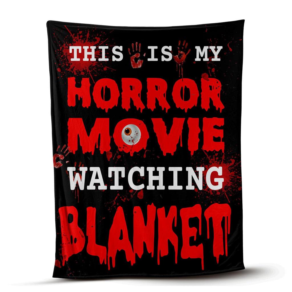 Watching Horror Movies Digital-printed Polyester Bedroom Velvet Flannel Soft Sofa Cover Blanket Fleece Soft Sofa Cover Blankets