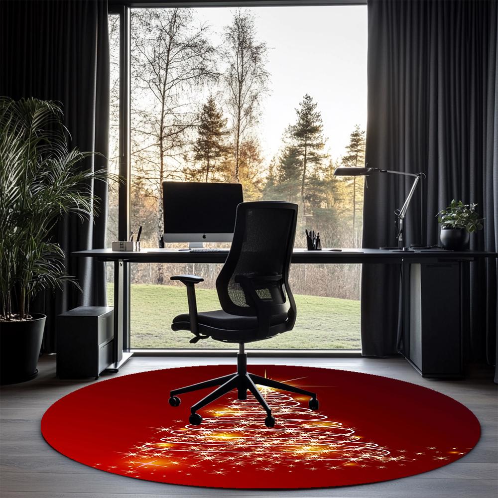 Christmas tree Printed Round Rug Carpet Chair Rug Area Rug Entryway Doormats,for Office Chair Living Room Bedroom Kitchen Room.