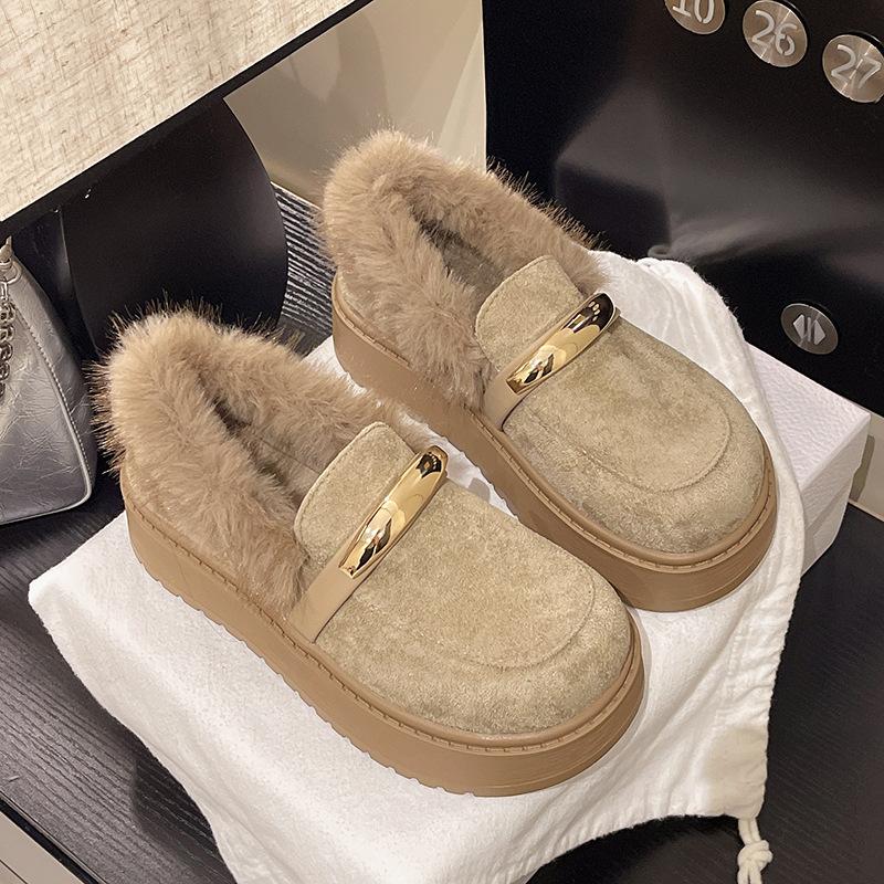 

Women s thick-soled winter fur one lightweight warm anti-cold padded snow boots non-slip wear casual sneakers fur cotton boots 35