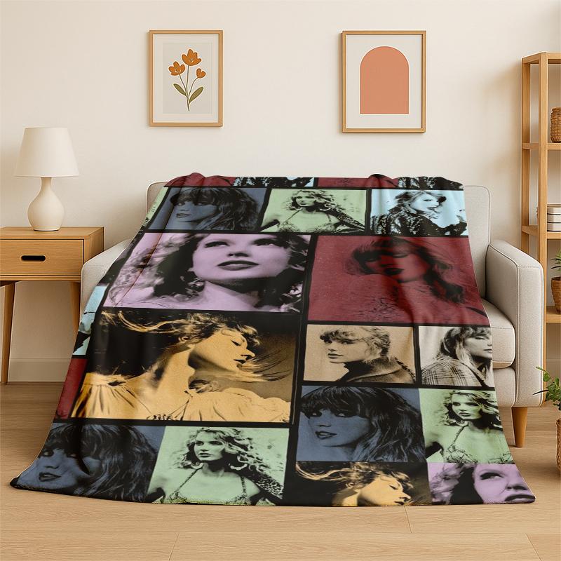 Singer T-Taylor Singer Music Flannel Blanket Soft Warm Throw Blanket for Bedroom Living Room Bed Travel Camping Picnic Gift