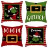 New Funny Designs and Popular Christmas Green Haired Weird Grinch Linen Pillowcase Living Room Bedroom Backrest Cover