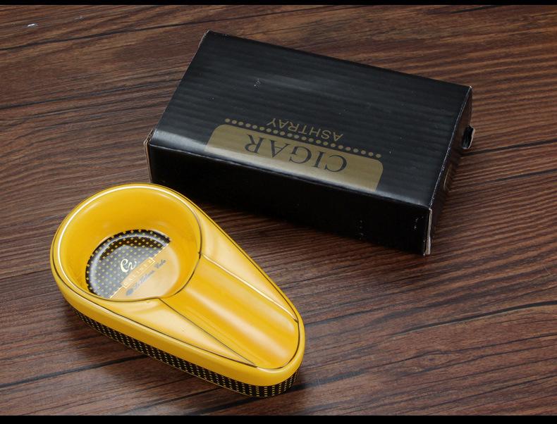 Portable Ceramic Cigar Ashtray with Single Slot
