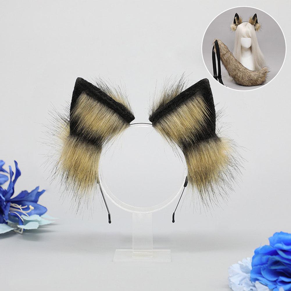 Handgemachtes Cosplay Tierohren-Haarband Roter Fuchs Wolfskönig Katze Bestienohr Kunstpelzschwanz Goldener Fuchs Anime Haar-Accessoires