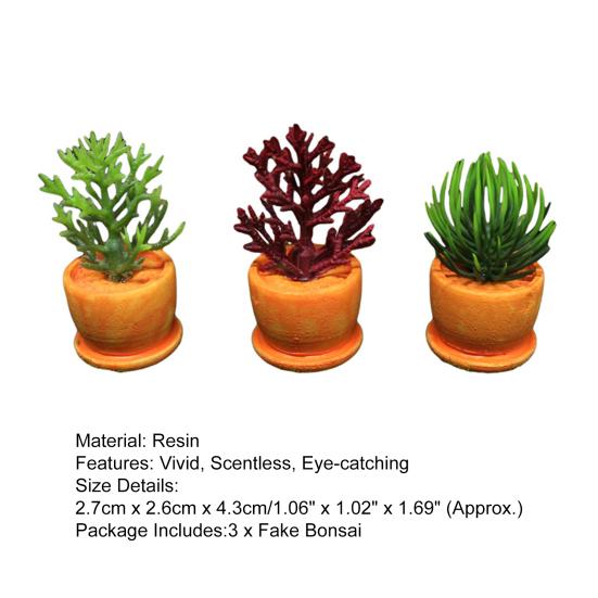 3 sztuk / zestaw Fałszywe Bonsai Krajobraz Fuax Dekoracyjne Delikatne Ładnie wyglądające Mikro Soczyste Wystrój Domu