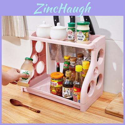 Kitchen Organizer Dual Layer Pp Material With Nonslip Surface For Home Cooking Storage