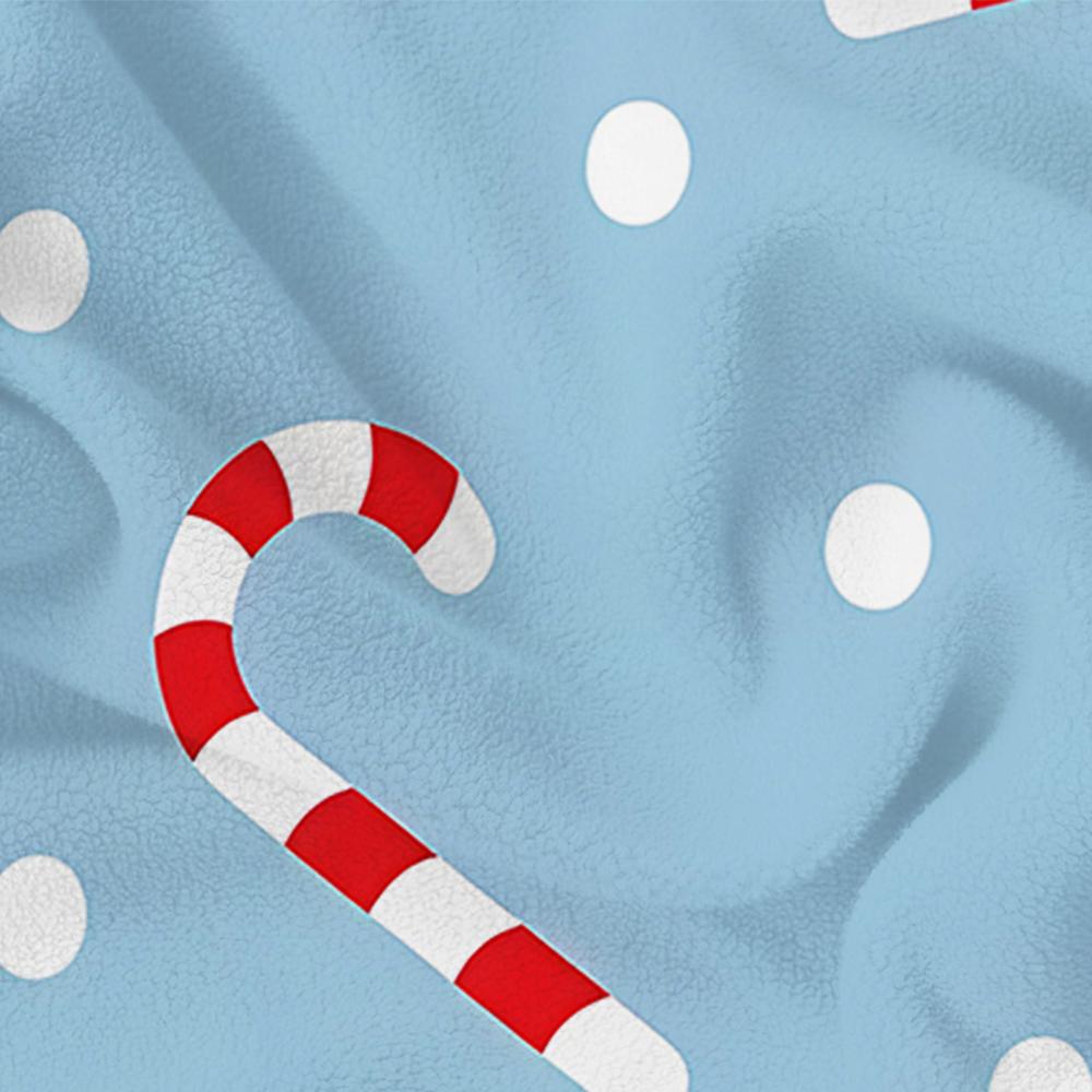 Candy Cane Gift Bow Anime Cartoon Flannel Blanket Soft Warm Throw for Bedroom Sofa Car Kids Holiday Gift
